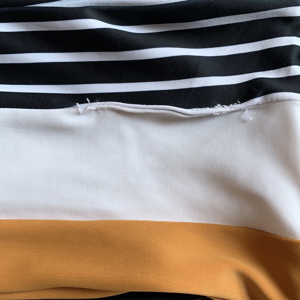 Large, Gold/Blk/Wht Striped Tube Bathing Suit Top - Picture 4 of 4
